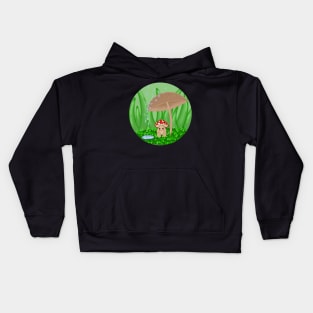 Rainy Day Mushroom Buddy Design Kids Hoodie